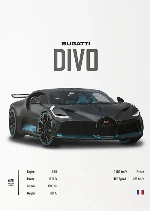 Póster de Coche Deportivo – Blanco y a Color