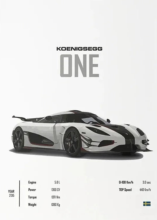 Póster de Coche Deportivo – Blanco y a Color