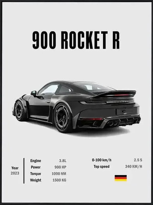 Póster de Coche Deportivo – Blanco con Borde
