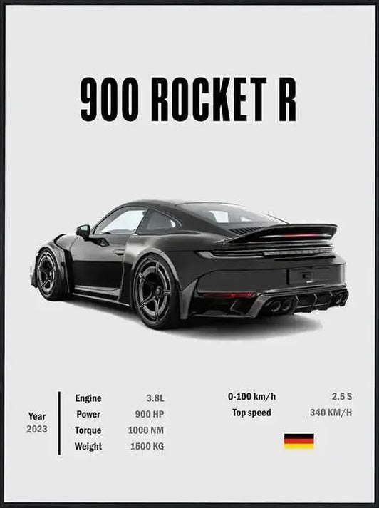 Póster de Coche Deportivo – Blanco con Borde