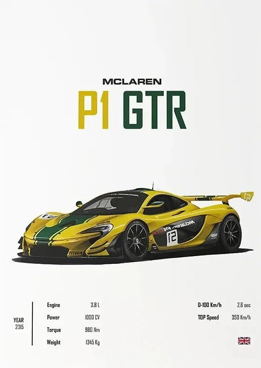 Póster de Coche Deportivo – Blanco y a Color