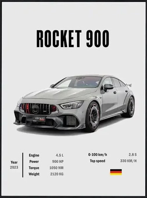 Póster de Coche Deportivo – Blanco con Borde