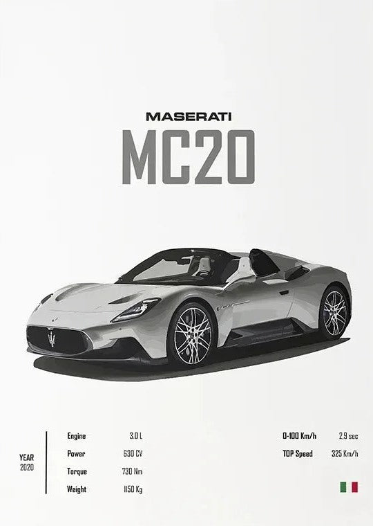 Póster de Coche Deportivo – Blanco y a Color