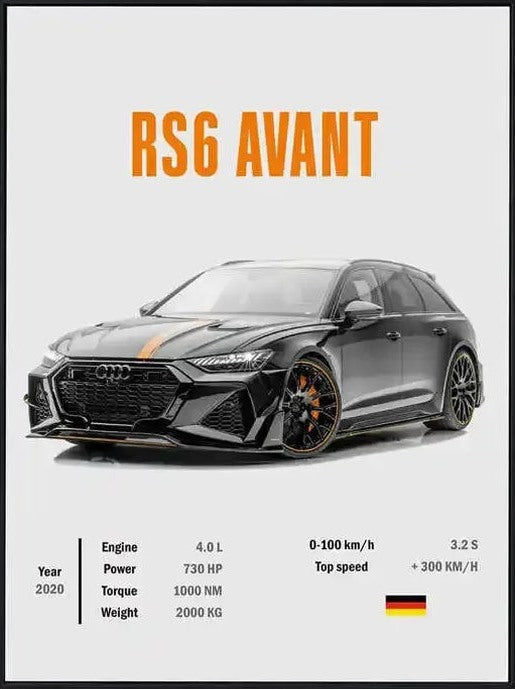 Póster de Coche Deportivo – Blanco con Borde