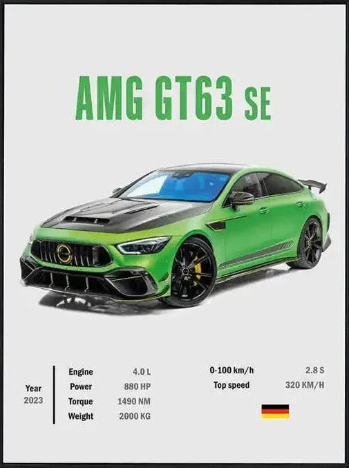 Póster de Coche Deportivo – Blanco con Borde