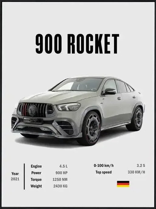 Póster de Coche Deportivo – Blanco con Borde