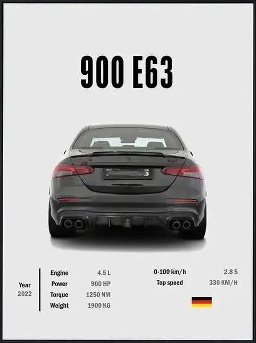 Póster de Coche Deportivo – Blanco con Borde