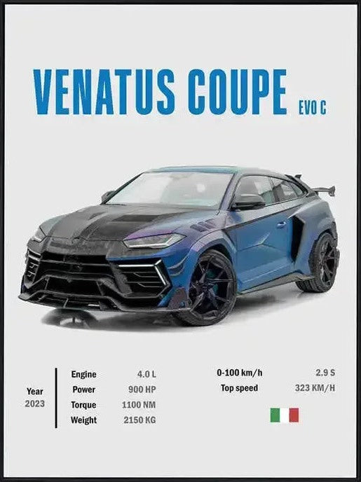 Póster de Coche Deportivo – Blanco con Borde