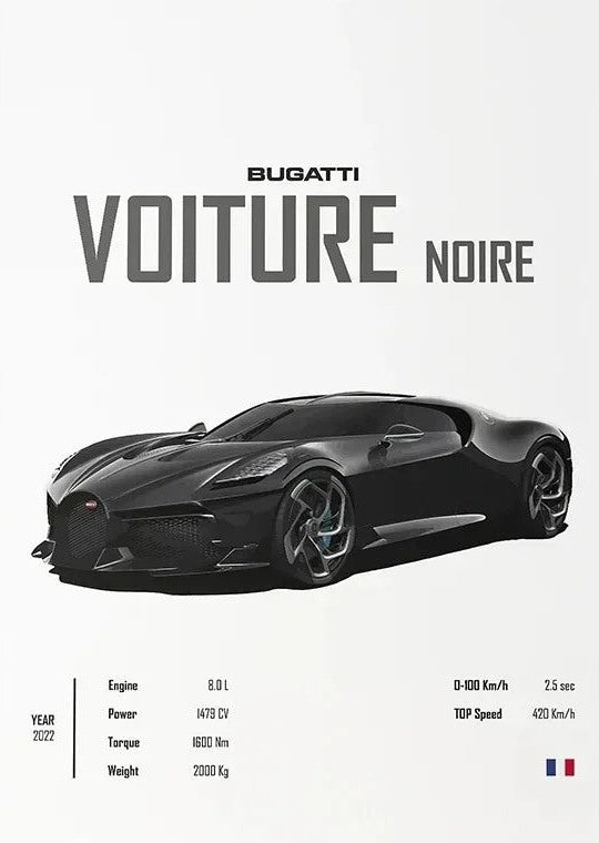 Póster de Coche Deportivo – Blanco y a Color