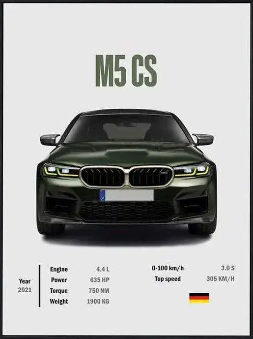 Póster de Coche Deportivo – Blanco con Borde