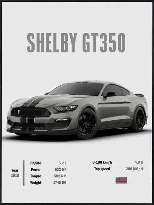 Póster de Coche Deportivo – Blanco con Borde