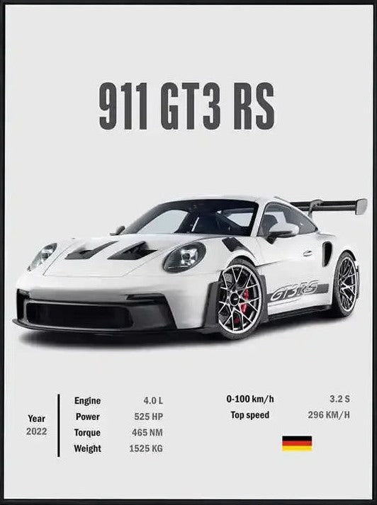 Póster de Coche Deportivo – Blanco con Borde
