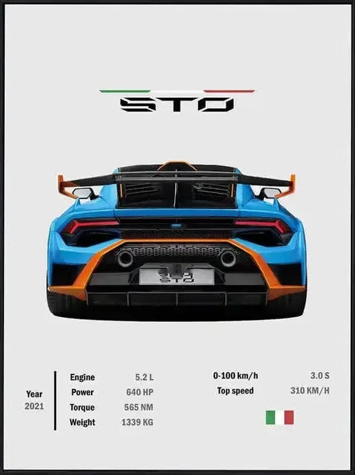 Póster de Coche Deportivo – Blanco con Borde