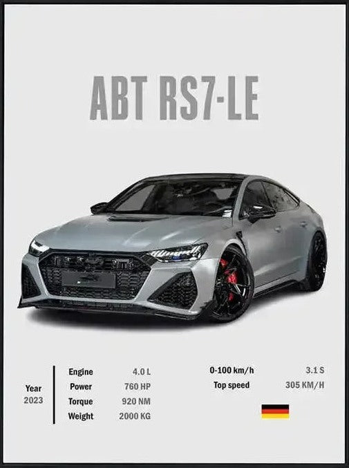 Póster de Coche Deportivo – Blanco con Borde