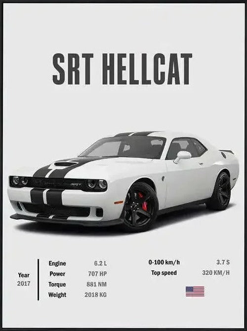 Póster de Coche Deportivo – Blanco con Borde