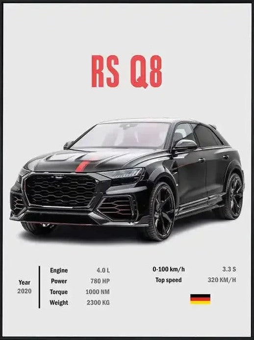 Póster de Coche Deportivo – Blanco con Borde
