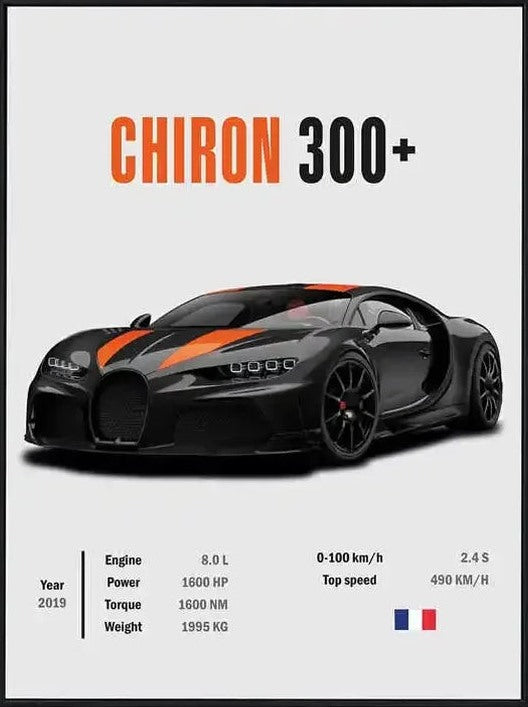 Póster de Coche Deportivo – Blanco con Borde
